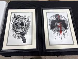 lot 0861 image: Framed Dark Art Illustrations (2)