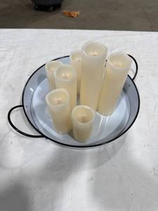 lot 0874 image: Flameless LED Candle Tray Set