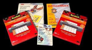 lot 137R image: O - Laminating Pouches, Self-Laminating Protectors, and OfficeMax Ink Jet Labels Lot