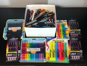 lot 204R image: O - Assorted Pen and Highlighter Collection with Paper Mate, Uni-ball, Sharpie and More