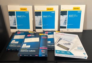 lot 209R image: O - Lot of Avery Address Labels and Sheet Protectors