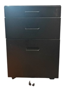 lot 210R image: O - Black Metal 3-Drawer Mobile File Cabinet