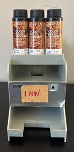 lot 252R image: O - Set of 3 Redken Color Gels Lacquers 1NW Midnight 2oz Bottles with Organizer Rack