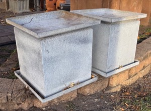 lot 277R image: SY - Pair of Metal Planter Pillars