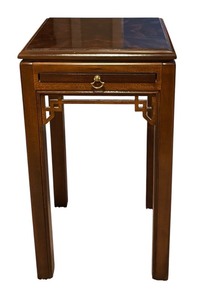 lot 287R image: MB - Vintage Drexel Heritage Furnishings Side Table with Slide-Out Shelf