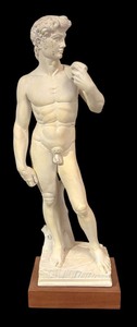 lot 296R image: MB - Alva Sculpture of Michelangelos David on Wooden Base