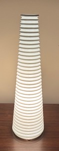 lot 299R image: MB - White Ribbed Ceramic Table Lamp