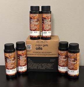 lot 301R image: O - Lot of 6 Redken Color Gels Lacquers 6NW Brandy 2oz Bottles