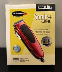 lot 306R image: O - Andis Sonic Professional Hair Clipper with 9 Comb Attachments
