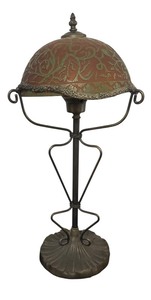 lot 313R image: O - Vintage Table Lamp with Decorated Dome Shade