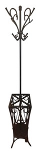 lot 327R image: E - Black Metal Standing Coat Rack with Decorative Scrollwork