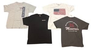 lot 335R image: O - Set of 4 Size Large Hanes Menards and Cabelas T-Shirts