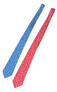 lot 352R image: O - Set of 2 Hermes Silk Neck Ties - Airplane and Ladybug Designs