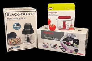 lot 359R image: MB - Set of 3 Vegetable Choppers by Fullstar, Chefn and BlackDecker