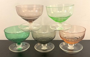 lot 364R image: O - Set of 5 Art Deco Style Colored Glass Dessert Dishes