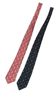 lot 423R image: O - Pair of Hermes 100% Silk Neck Ties with Novelty Patterns