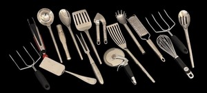lot 425R image: O - Collection of Stainless Steel Cooking and Serving Utensils
