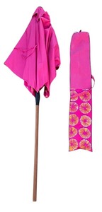 lot 457R image: Marimekko umbrella measures 8 feet in length - Marimekko Pink Patio Umbrella with Carrying Bag