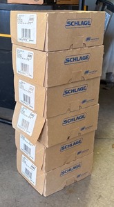 lot 458R image: G - Lot of 6 Schlage Passage Door Lever Sets with Latches and Strikes