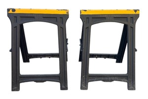 lot 482R image: G - Pair of Folding Sawhorses with Yellow Trim