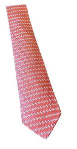 lot 24T image: Hermes Paris 100% Silk Tie Orange H Pattern Made in France  Hermes Silk Tie 5393