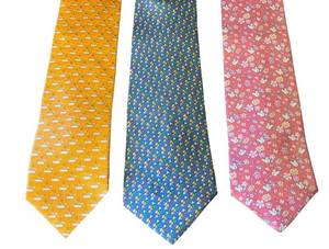 lot 25T image: Set of 3 Salvatore Ferragamo Silk Neck Ties with Animal and Floral Prints
