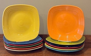 lot 32D image: Set of 12 Fiesta 11-Inch Square Plates Assorted Colors