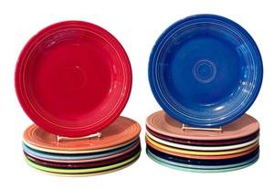 lot 34D image: LR - Set of 16 Fiesta 10.5-Inch Dinner Plates Assorted Colors
