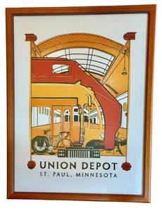 lot 45DD image: LR - Framed Turman Union Depot St. Paul Minnesota Art Print