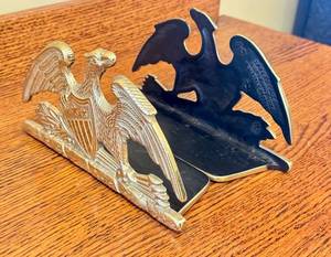 lot 49D image: LR - Pair of Vintage Spread Eagle Bookends by MetalCrafters