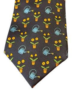 lot 52T image: Hermes Silk Necktie with Garden Theme Print