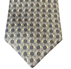 lot 54T image: Hermes Paris 100% Silk Tie Made in France Ostrich Pattern  Hermes Silk Tie 5395