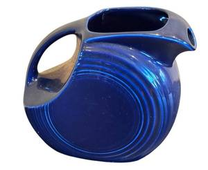 lot 67D image: LR - Fiesta 7.5-Inch Cobalt Blue Disc Pitcher