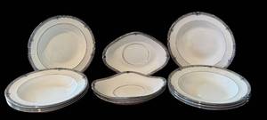 lot 70D image: Vintage Wedgwood Amherst Bone China Set of 8 Soup Bowls and 3 Pickle Plates