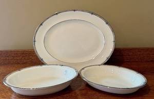 lot 71D image: Wedgwood Amherst Bone China Serving Set with 14 Platter and 2 Bowls