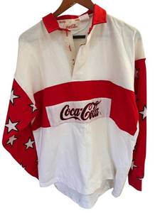 lot 73D image: Vintage Coca-Cola Long Sleeve Rugby Shirt Size Large