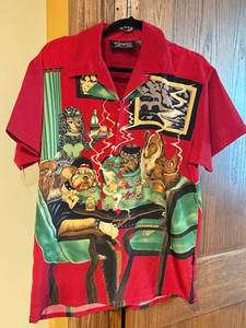 lot 74D image: Dragonfly Clothing Company Mens Poker Dogs Shirt Size M