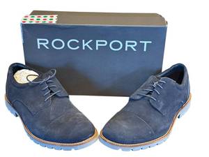 lot 78D image: Rockport Channer Navy Suede Dress Shoes Size 10.5M with Box