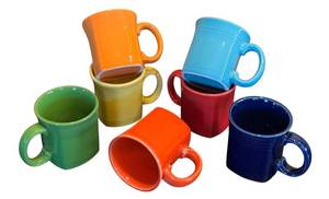 lot 80D image: LR - Set of 7 Homer Laughlin Fiesta Tapered Mugs Assorted Colors