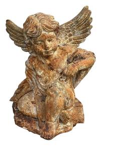 lot 84D image: Vintage Cast Iron Garden Angel Statue with Weathered Patina