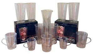 lot 88D image: K - Luigi Bormioli Duos Thermowall Drinkware Set with 10 Glasses, Pitcher and Mugs