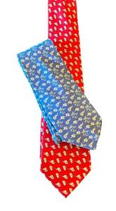 lot 92D image: Set of 2 Salvatore Ferragamo Silk Ties with Elephant Prints