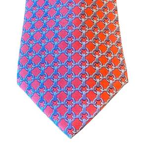 lot 93D image: Hermes Paris 100% Silk Red Geometric Pattern Tie