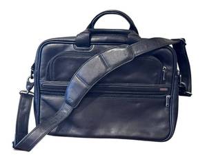 lot 94D image: Tumi Leather Laptop Briefcase with Shoulder Strap