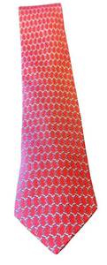 lot 97D image: Hermes Red Silk Patterned Necktie with Interlocking Chain Design