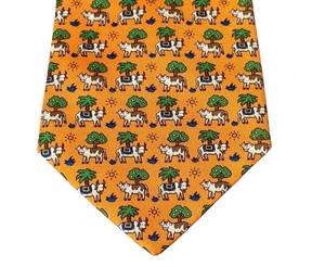lot 101D image: Hermes Paris Silk Tie with Cow and Tree Motif
