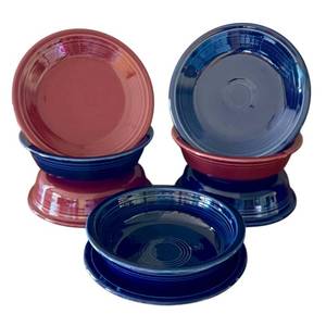 lot 122D image: LR - Set of 4 Fiesta Bowls and 3 Bread Plates