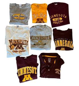 lot 171D image: LR - Set of 8 University of Minnesota Golden Gophers T-Shirts and Polo Shirt