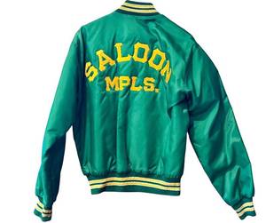 lot 236D image: Vintage Saloon MPLS Green Satin Varsity Jacket Size M