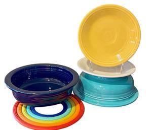 lot 241D image: Fiesta Lead Free Mixing Bowl Set with Rainbow Nesting Rings